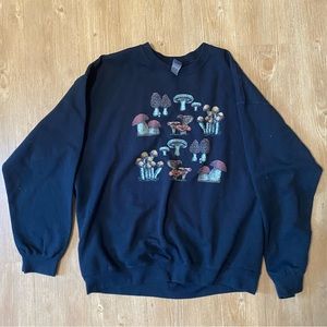 XL, Black, Mushroom Design, Sweatshirt, Gildan